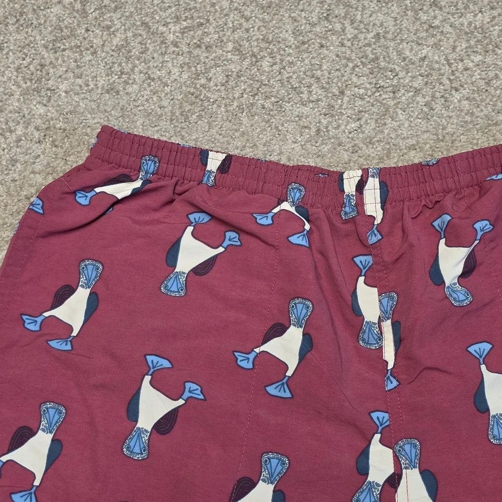 Patagonia Baggies Shorts Mens Large Pink Blue Footed Booby Bird Swim Trunks